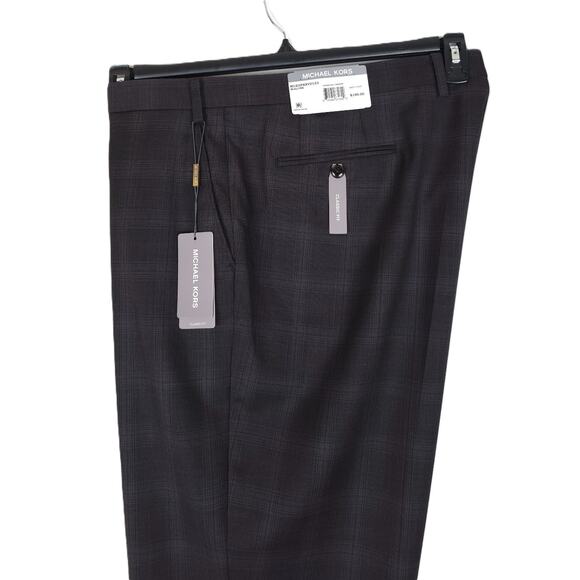 Michael Kors Other - Michael Kors Mens Classic Fit Wool Dress Pants 44x32 Charcoal Brown Plaid NWT